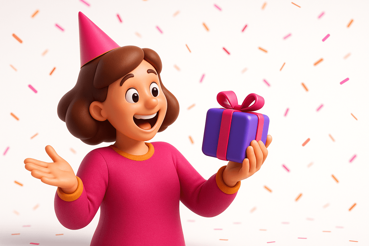 Ilustração 3D do presente Birthday Reel